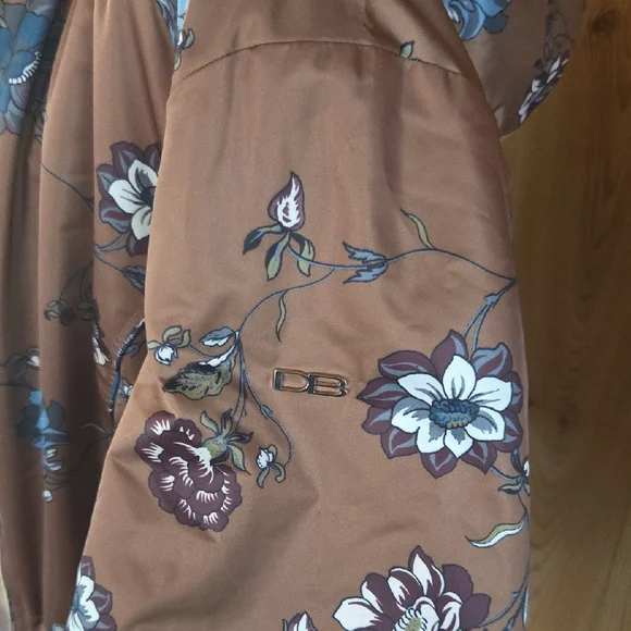 Dennis Basso Floral Brown Puffer Jacket - Picture 5 of 10